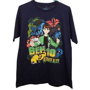 Ben 10 Ultimate Alien Cartoon Network Graphic T-Shirt Navy Blue Animated Cartoon